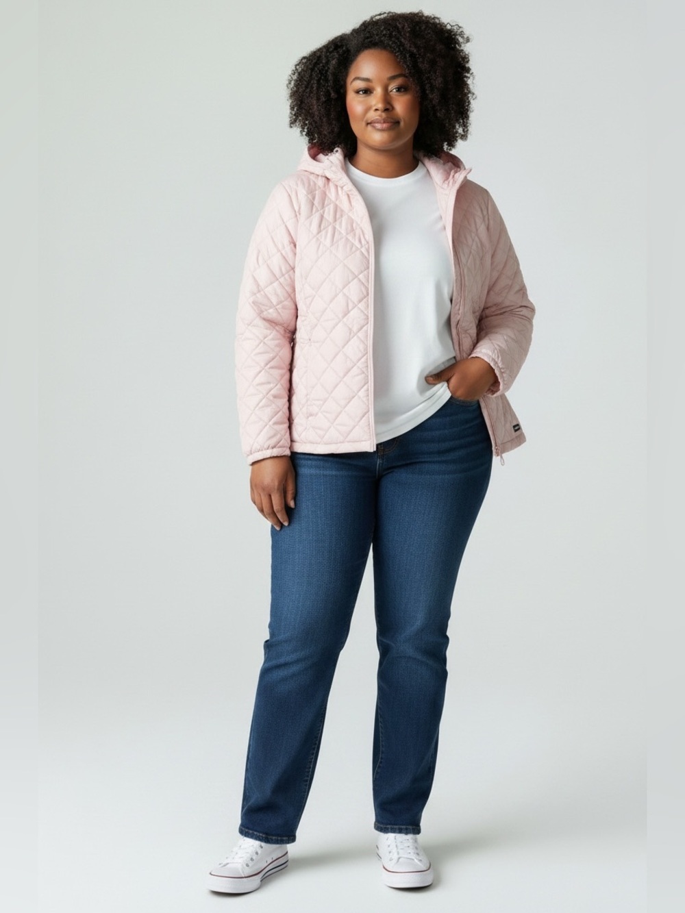 Lands End Light Pink Quilted Hooded Jacket 3x NWOT